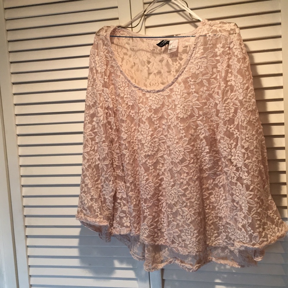 Peach lace crop top